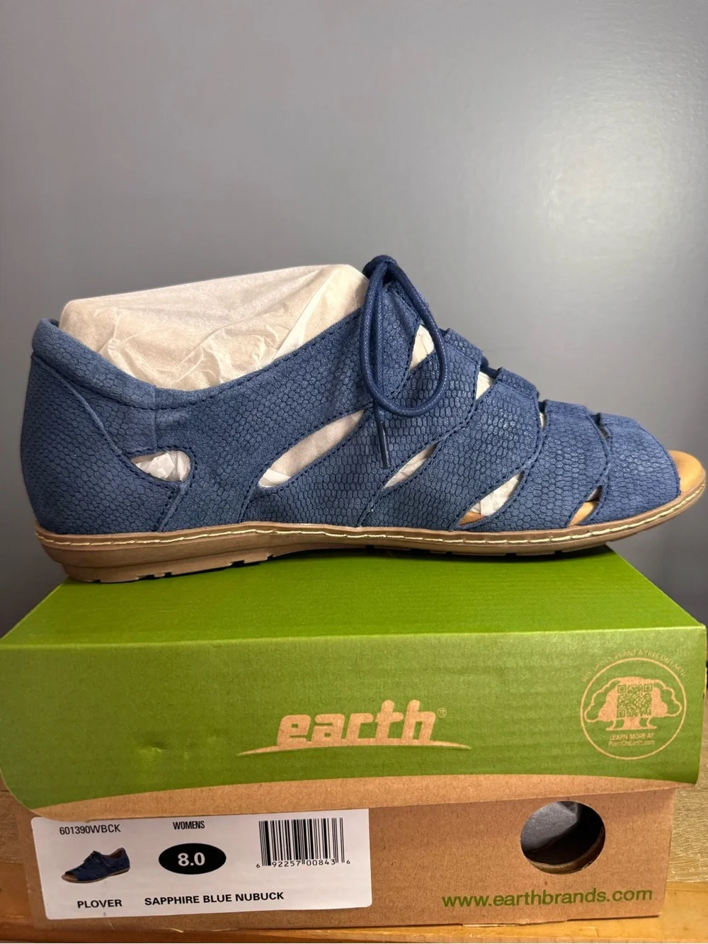 Earth Navy Blue Lace-Up Cutout Sandal